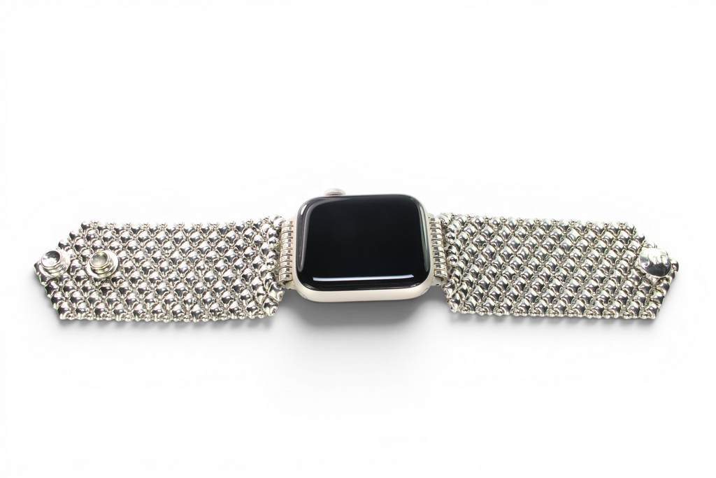 APPLE-WB8-AS Antique SILVER Finish Watch Band Compatible with Apple Watch® by Sergio Gutierrez