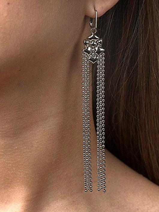 SG Liquid Metal E41-N Chrome Finish Earrings by Sergio Gutierrez
