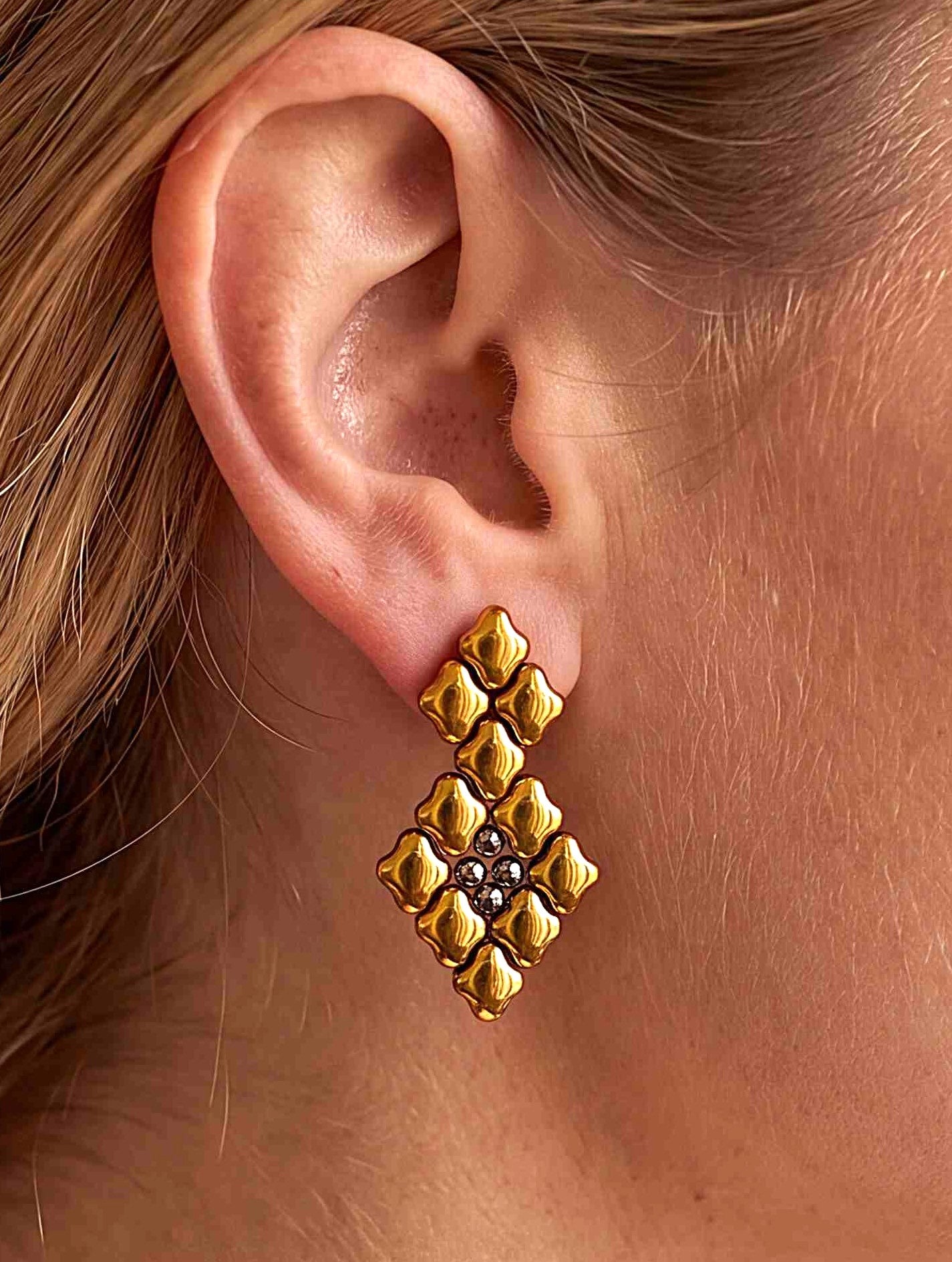 SG Liquid Metal E2 - SS / Gold Titanium (Stainless Steel Earring) by Sergio Gutierrez