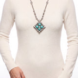 SG Liquid Metal PR N1-AS TUQ– Antique Silver finish and Turquoise Necklace by Sergio Gutierrez