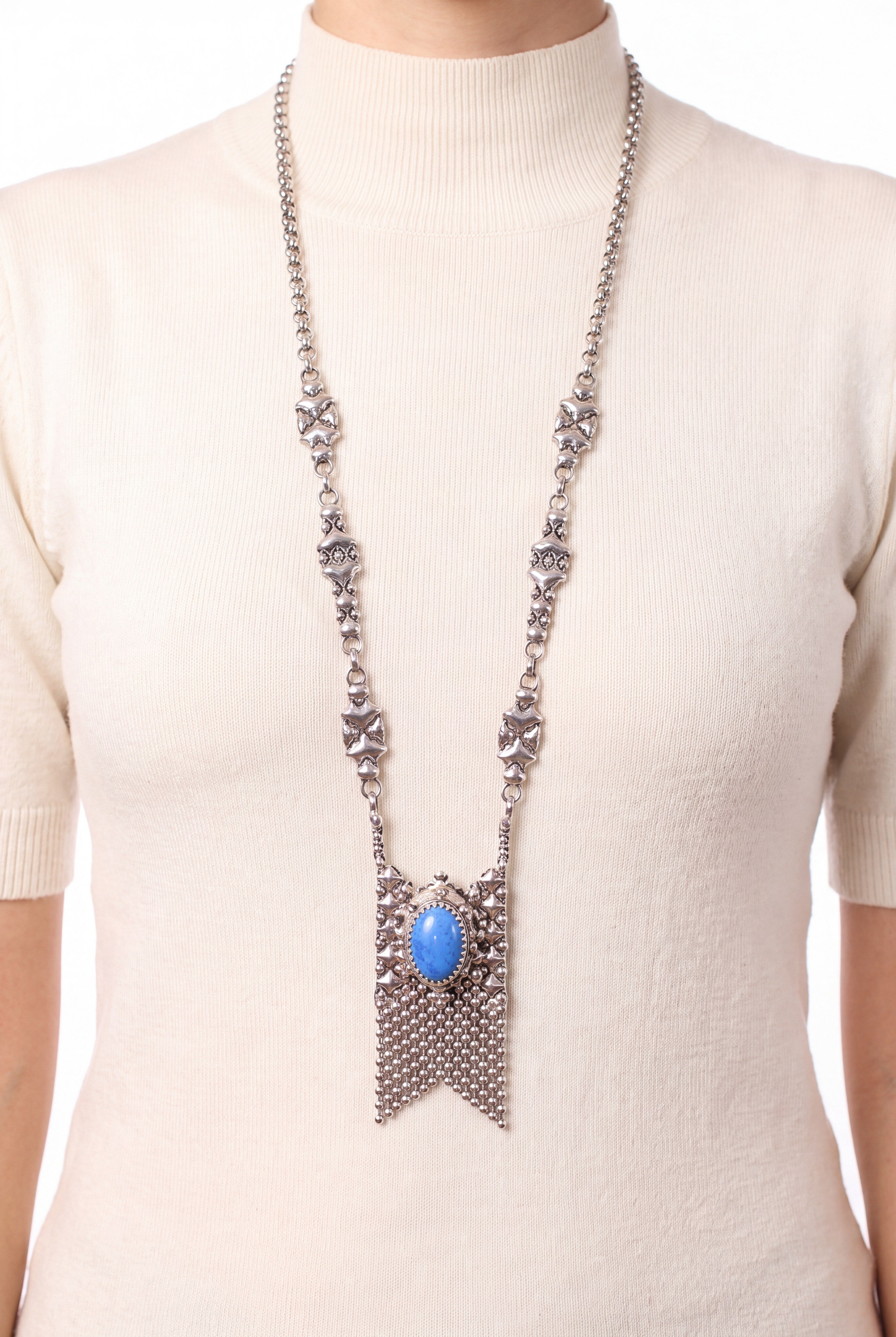 SG Liquid Metal RTN10-AS LAPIS – Antique Silver and Lapis Lazuli Stone Necklace by Sergio Gutierrez