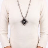 SG Liquid Metal PR N1-AS – Antique Silver Finish and Onyx Necklace by Sergio Gutierrez