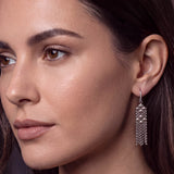 SG Liquid Metal E31-N Chrome Finish Earrings made of Tiny delicate ball chain by Sergio Gutierrez