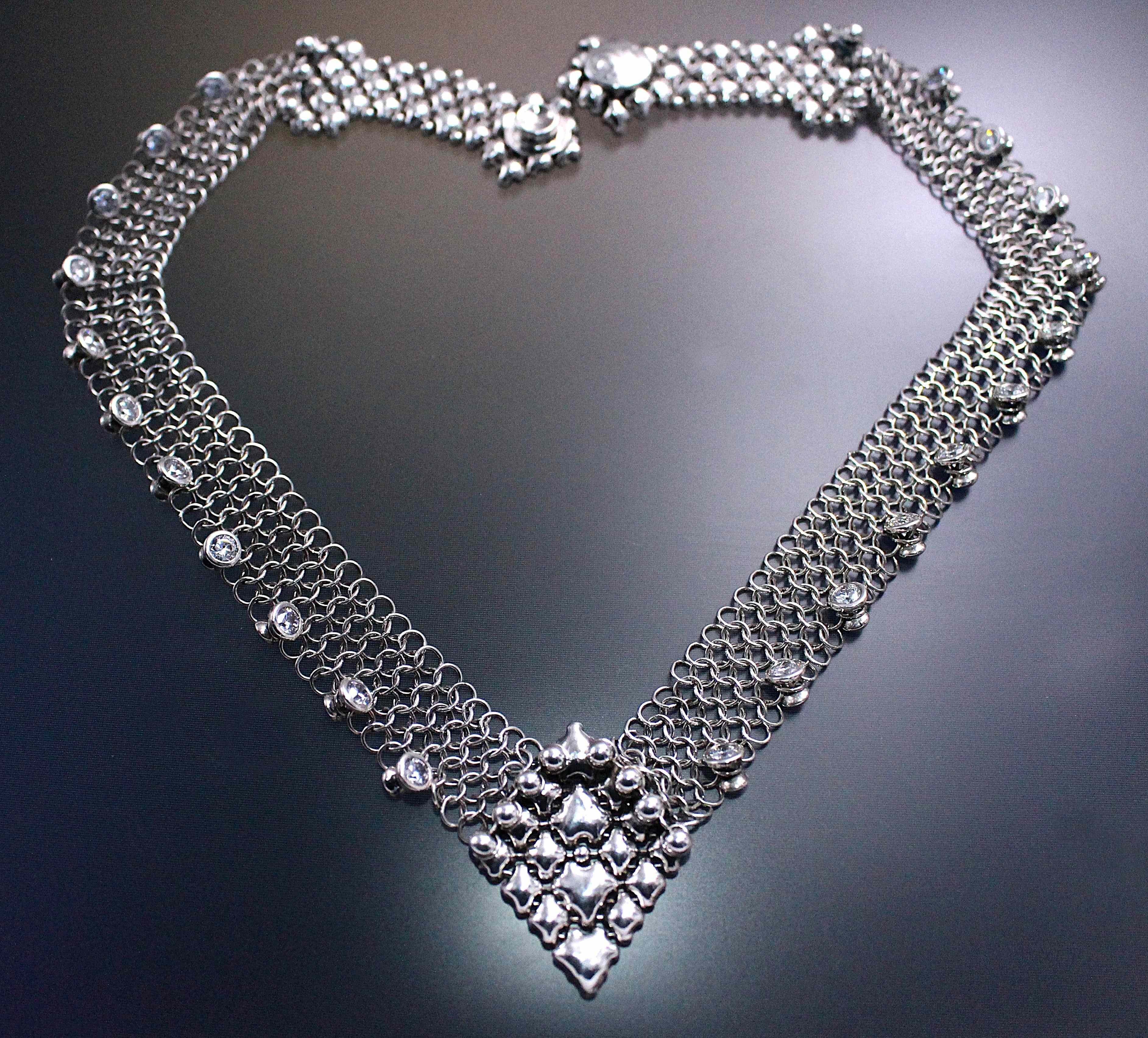 SG Liquid Metal Chainmail CMNeck1 Z – AS (antique silver finish) Necklace by Sergio Gutierrez