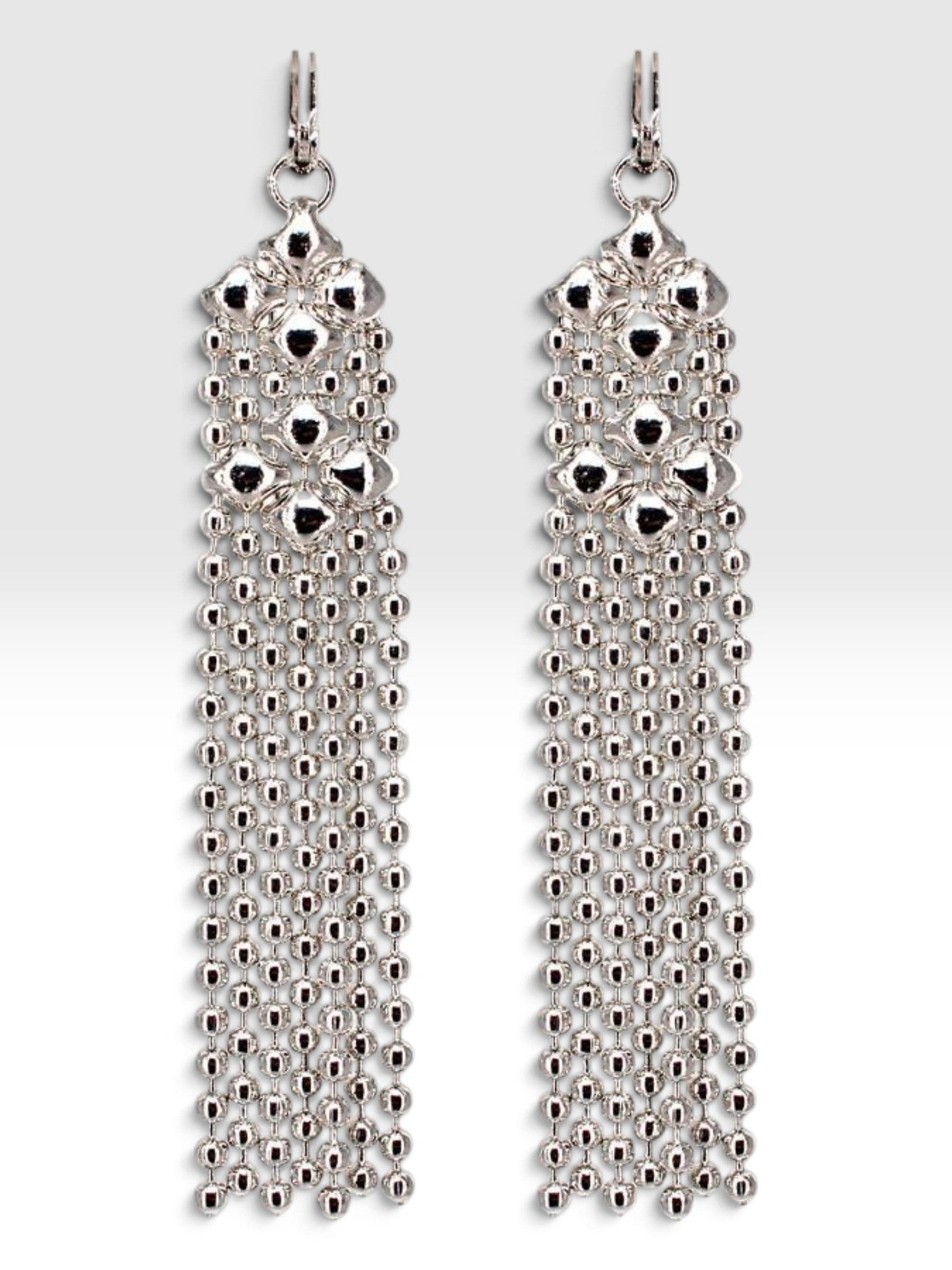SG Liquid Metal E31 - AS Antique Silver Finish Earrings (Tiny delicate ball chain) by Sergio Gutierrez