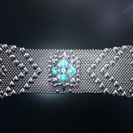 SG Liquid Metal PRB1-AS TUQ – Antique Silver Finish and Turquoise Bracelet by Sergio Gutierrez