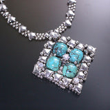SG Liquid Metal PR N1-AS TUQ– Antique Silver finish and Turquoise Necklace by Sergio Gutierrez