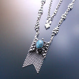 SG Liquid Metal RTN10-AS TUQ – Antique Silver Finish and Turquoise Chain/Necklace by Sergio Gutierrez