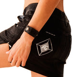 SG Liquid Metal 301 Black Polish Denim Mini Skirt by Sergio Gutierrez