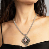 SG Liquid Metal ATN1B-AS Antique Silver Finish Necklace with Swarovski Crystal by Sergio Gutierrez