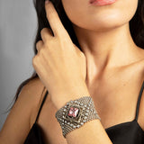 SG Liquid Metal ATB1B-AS Antique Silver Finish Bracelet with Swarovski Crystal by Sergio Gutierrez