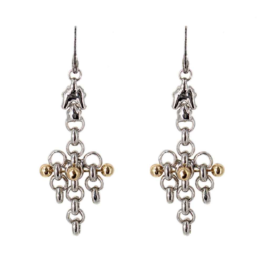 SG Liquid Metal Earrings by Sergio Gutierrez BXE1-N Chrome and Gold Finish Earrings