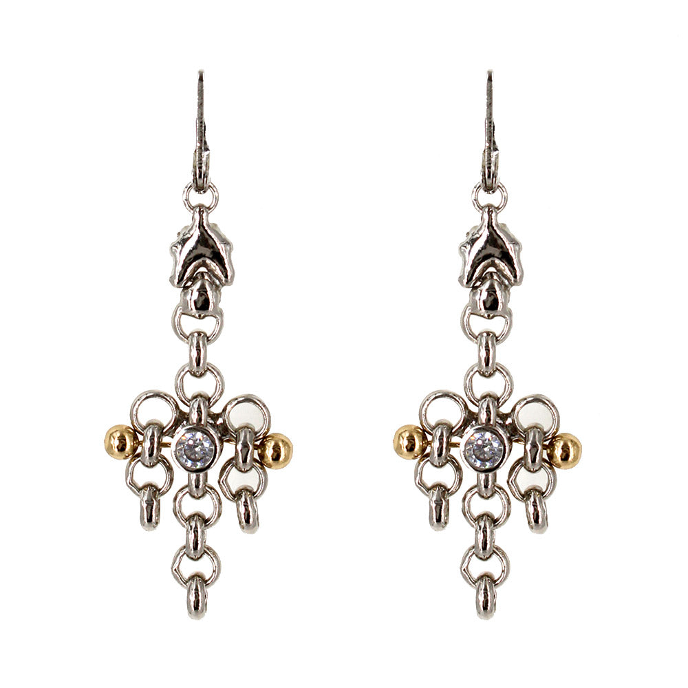 SG Liquid Metal Jewelry by Sergio Gutierrez BXE1Z-N Chrome and Gold Finish Earrings