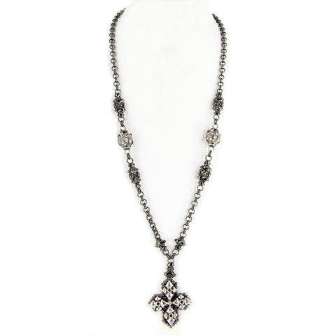 SG Liquid Metal CH4-BLK-AS Black Chrome & Antique Silver Necklace by Sergio Gutierrez