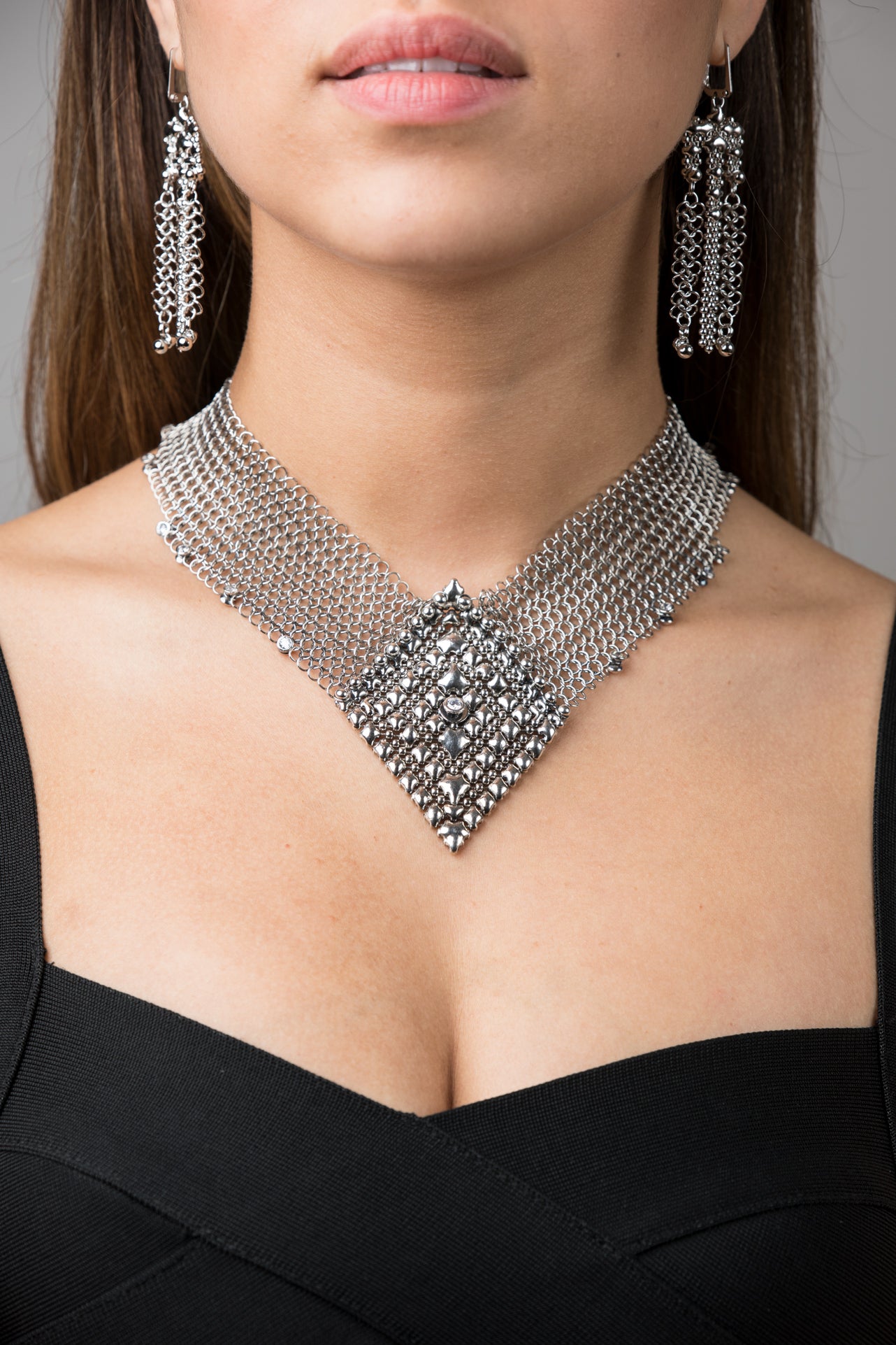 SG Liquid Metal Chainmail CMNeck2 Z – AS (antique silver finish) Necklace by Sergio Gutierrez