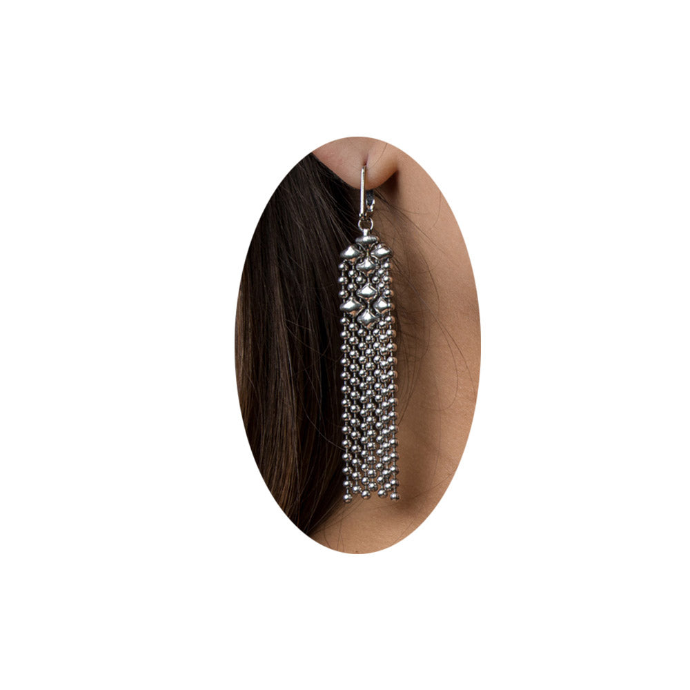SG Liquid Metal E31 - AS Antique Silver Finish Earrings (Tiny delicate ball chain) by Sergio Gutierrez