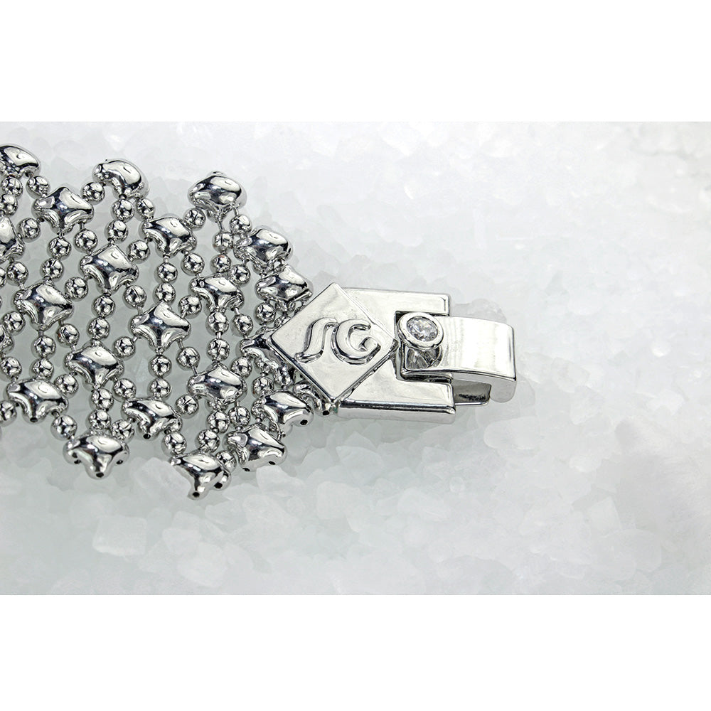 SG Liquid Metal ICB13-N Chrome Finish Bracelet with Zircons by Sergio Gutierrez