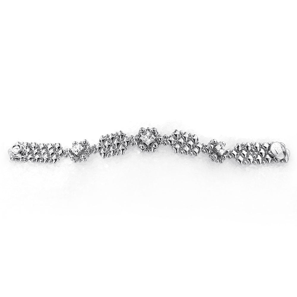 SG Liquid Metal ICB2-N Chrome Finish Bracelet with Zircons and Swarovski Crystal by Sergio Gutierrez
