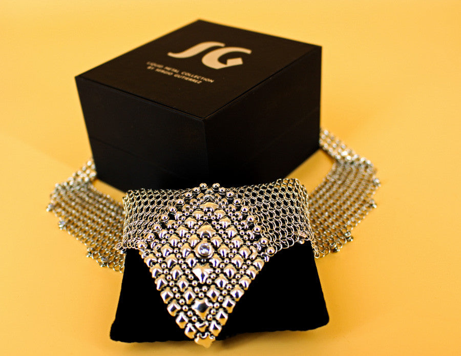 SG Liquid Metal Chainmail CMNeck2 Z – AS (antique silver finish) Necklace by Sergio Gutierrez