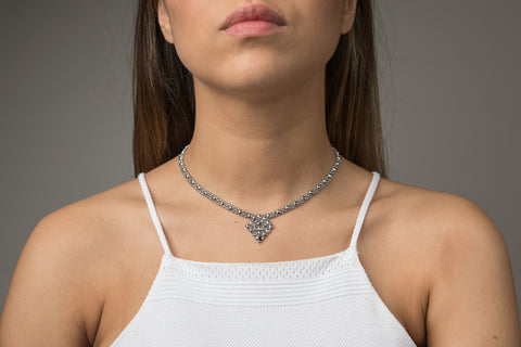 SG Liquid Metal MINI G - AS Antique Silver Necklace by Sergio Gutierrez