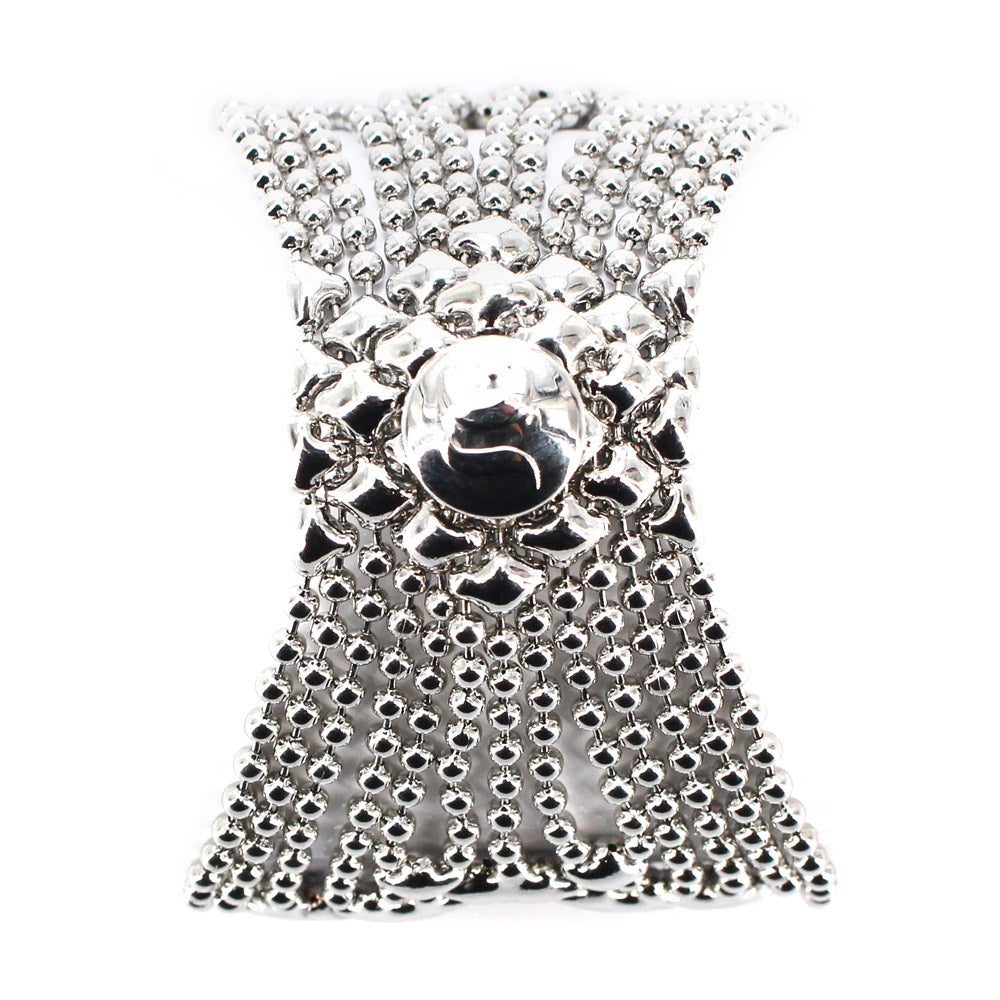 SG Liquid Metal RSB77-N Chrome Finish Bracelet with Swarovsky Crystals by Sergio Gutierrez