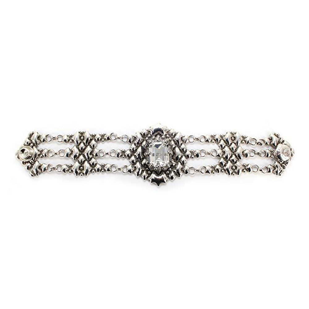 SG Liquid Metal RTB17-AS Antique Silver Bracelet with Swarovsky Crystals by Sergio Gutierrez