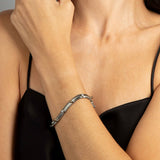 SG Liquid Metal SNB15-N Chrome Finish Bracelet with Gold 24K Pins and Zircons by Sergio Gutierrez