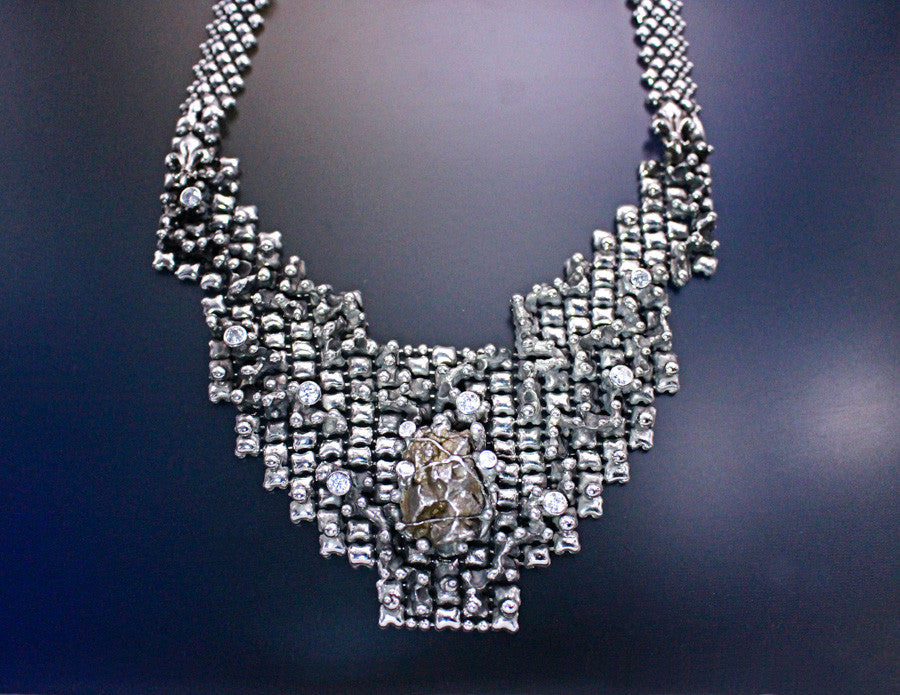SG Liquid Metal LEN 3919 – AS (antique silver finish) One of a kind Necklace by Sergio Gutierrez