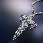 SG Liquid Metal LEN 3419 – Antique silver finish Cross necklace by Sergio Gutierrez