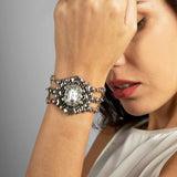 SG Liquid Metal RTB17-AS Antique Silver Bracelet with Swarovski Crystals by Sergio Gutierrez