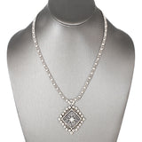 SG Liquid Metal ATN1A-AS Antique Silver Finish Microchip Necklace with Swarovski Crystal by Sergio Gutierrez