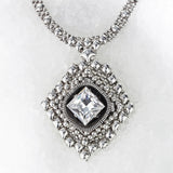 SG Liquid Metal ATN1B-AS Antique Silver Finish Necklace with Swarovski Crystal by Sergio Gutierrez