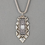 SG Liquid Metal ATN2A-AS Antique Silver Finish Microchip Necklace with Swarovski Crystal by Sergio Gutierrez
