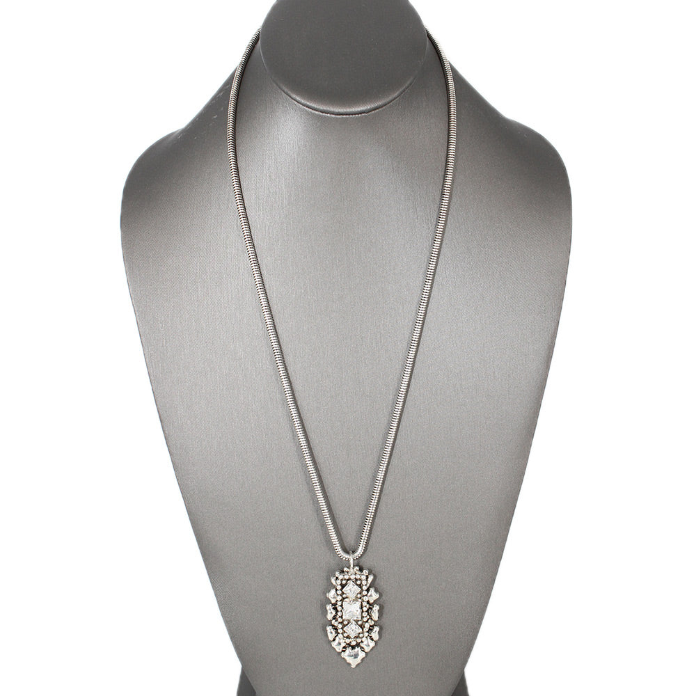 SG Liquid Metal ATN2B-AS Antique Silver Finish Necklace with Swarovski Crystals by Sergio Gutierrez